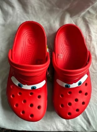 Customer photo review of Lightning McQueen Crocs – Red