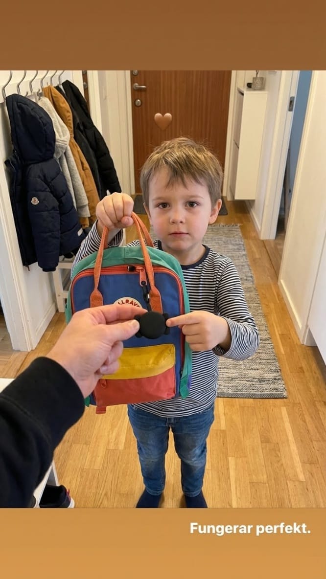 Customer photo review of SmartTag™ - Skydda det som betyder mest – Barnens väska, cykel och mer
