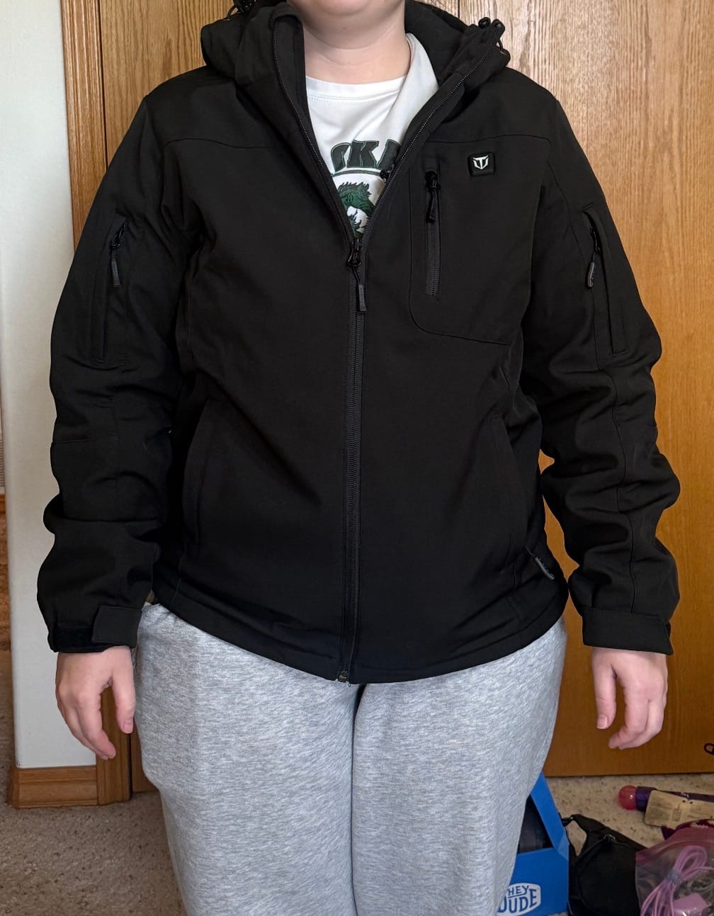 Customer photo review of Heated Jacket for Women with Battery Pack and Detachable Hood Coat
