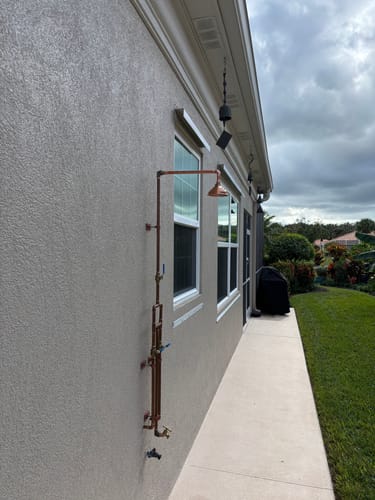 Customer photo review of Handcrafted Solid Copper Head Shower For Outdoor Works