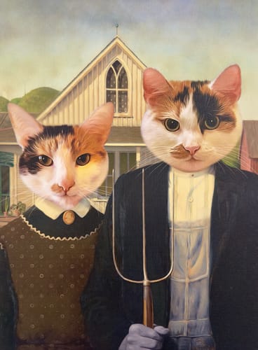 Customer photo review of American Gothic: Custom Pet Canvas
