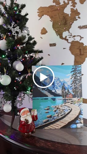 Customer video review of Lakeside Mountain Cabin with Wooden Boardwalk - Paint by Numbers Kit
