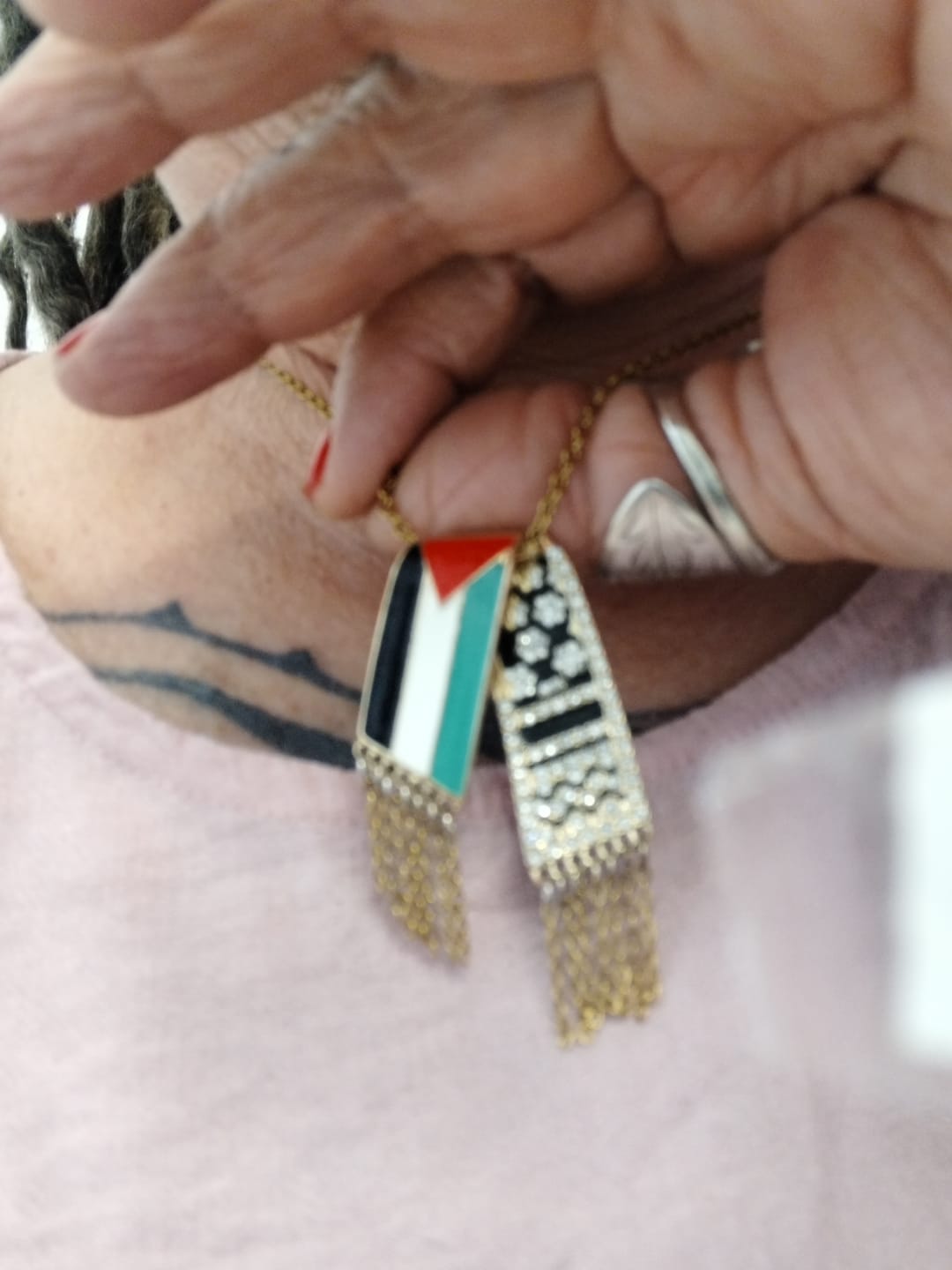 Customer photo review of Keffiyeh Necklace