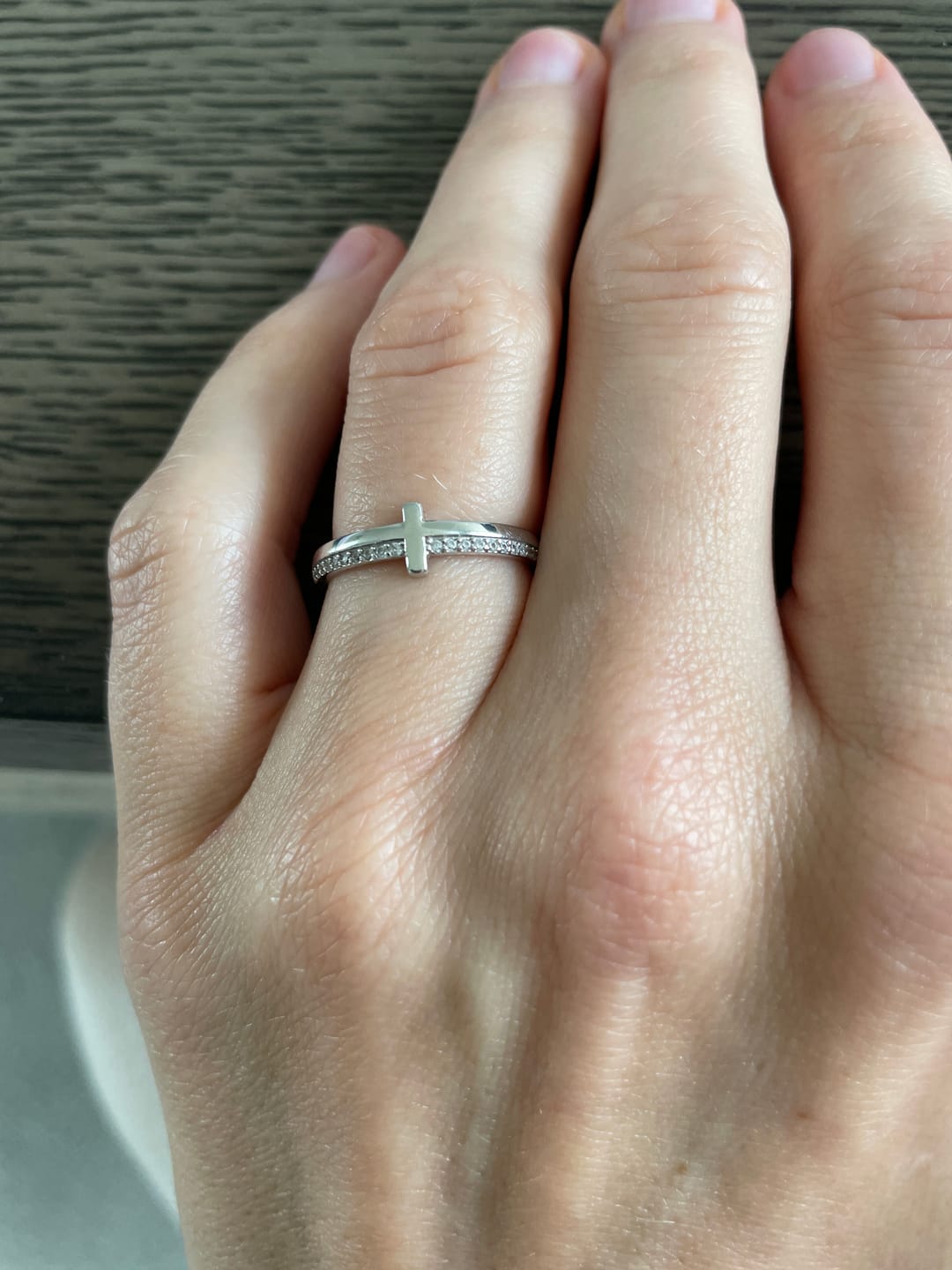 Customer photo review of Christianartworkshop 925 Silver JESUS & Cross "Pray" Ring - Drawing Divine Power through Faith