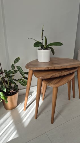 Customer photo review of 3'lü Zigon Sehpa - Masif Ceviz Sehpa Takımı