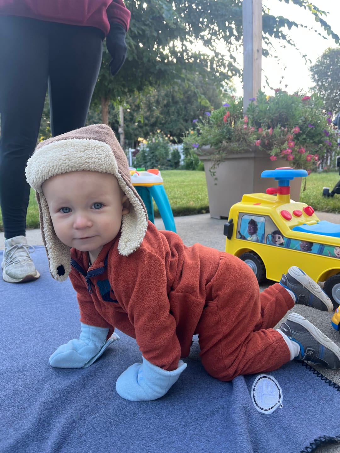 Customer photo review of Furry Fleece Trapper Hat - Heather Mocha