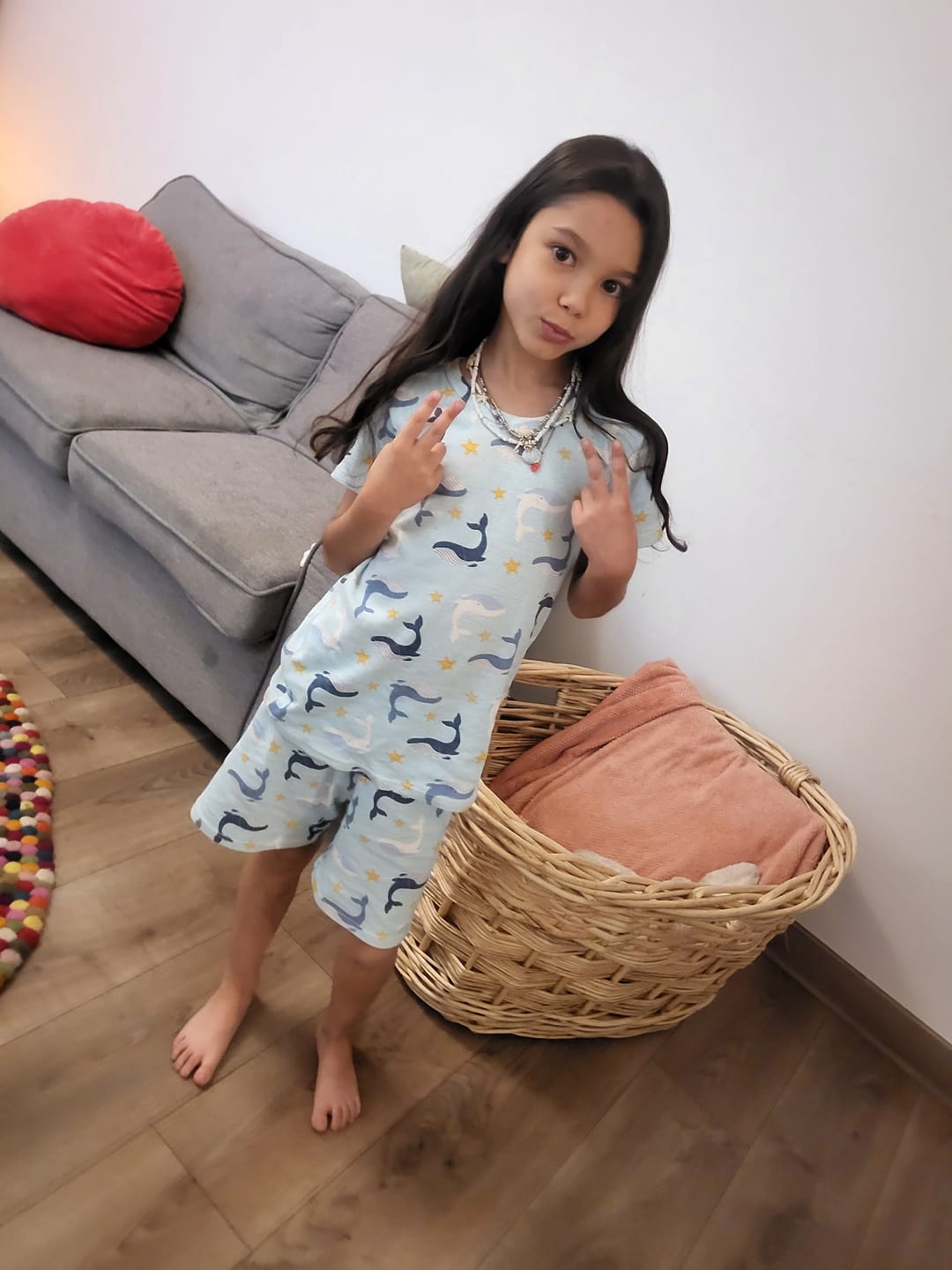 Customer photo review of Pijama Corto Ballenas Celeste