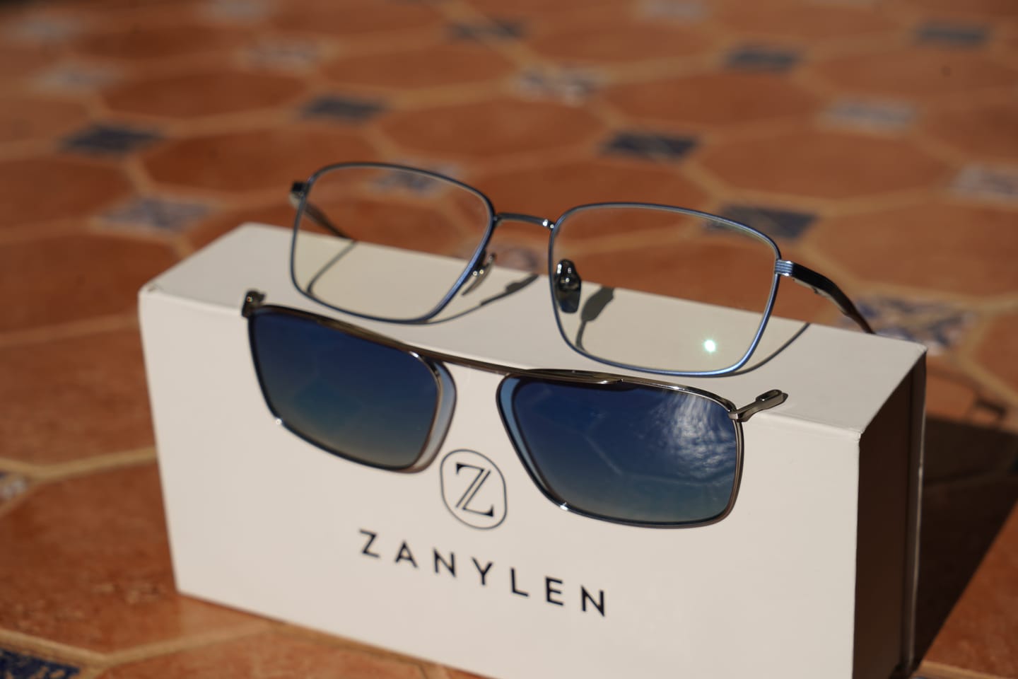 Customer photo review of Steven | Hypoallergenic Titanium Rectangular Magnetic Clip-on Eyeglasses Sunglasses