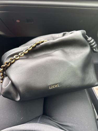 Customer photo review of LOE MEDIUM 30 FLAMENCO PURSE BUCKET IN BLACK LAMBSKIN