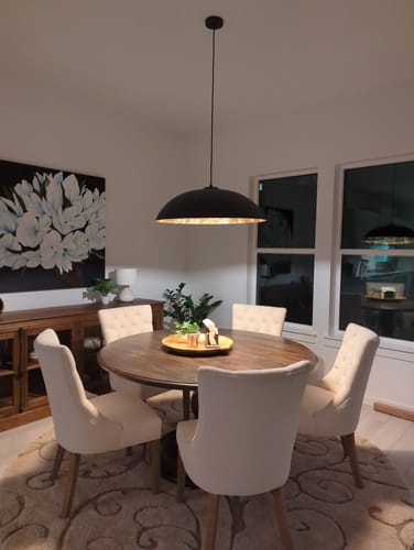 Customer photo review of Scandinavian Retro Oversized Black Gold Flat Dome Metal Pendant