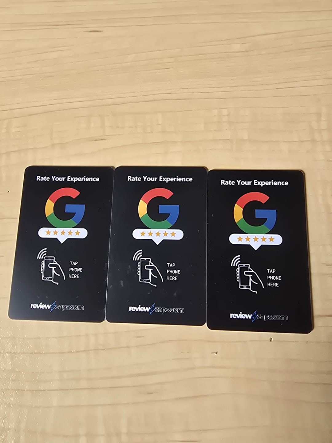 Customer photo review of NFC Google Review Card