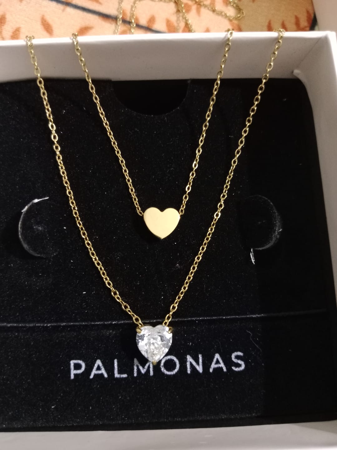 Customer photo review of Sparkling Hearts Gold Necklace