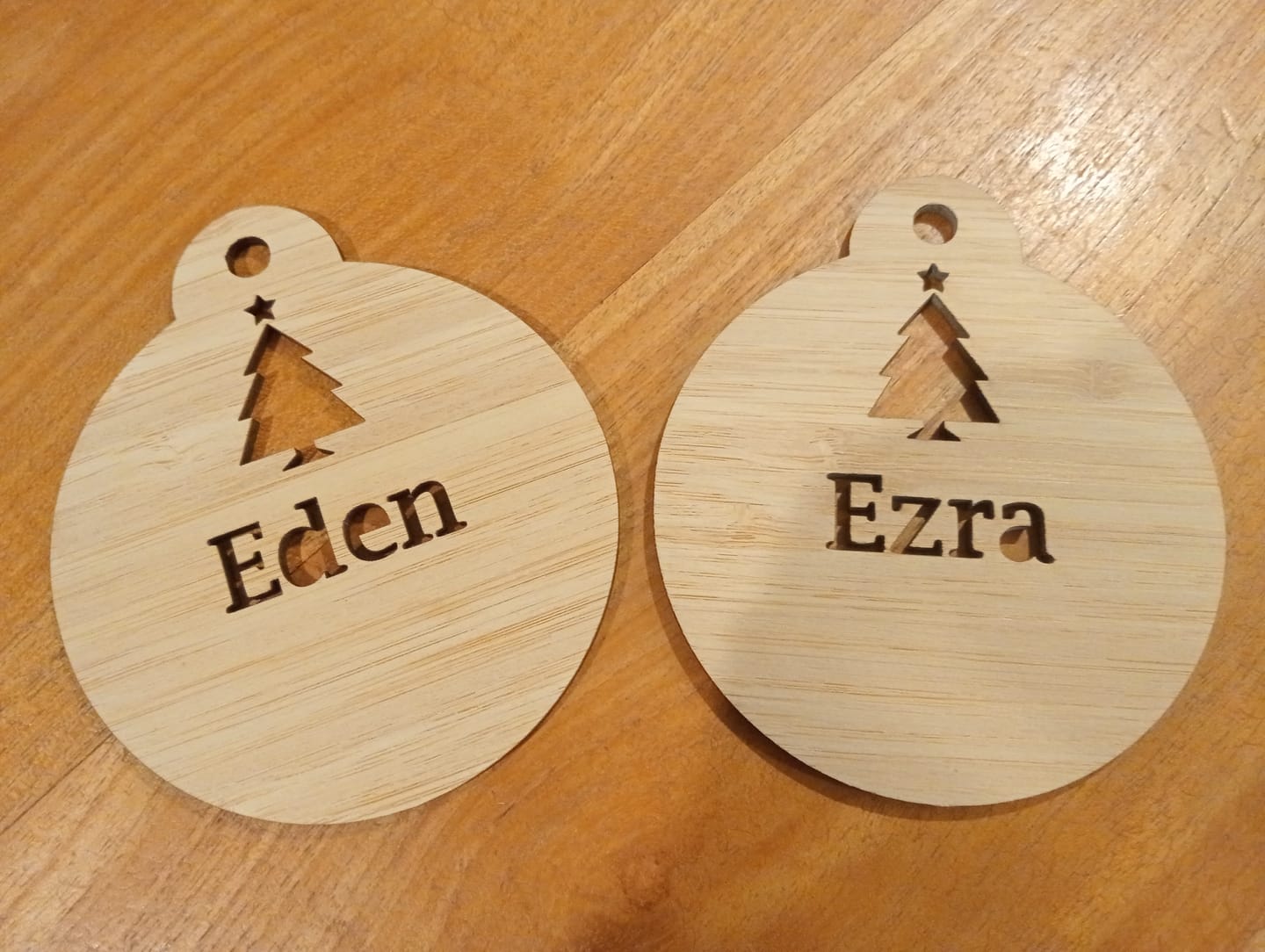 Customer photo review of Christmas Baubles Personalised