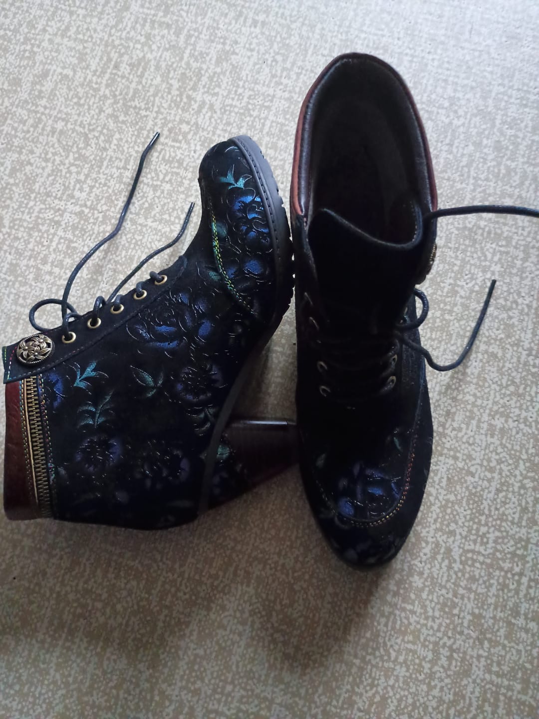 Customer photo review of Vintage Nocturne Blossom Ankle Boots