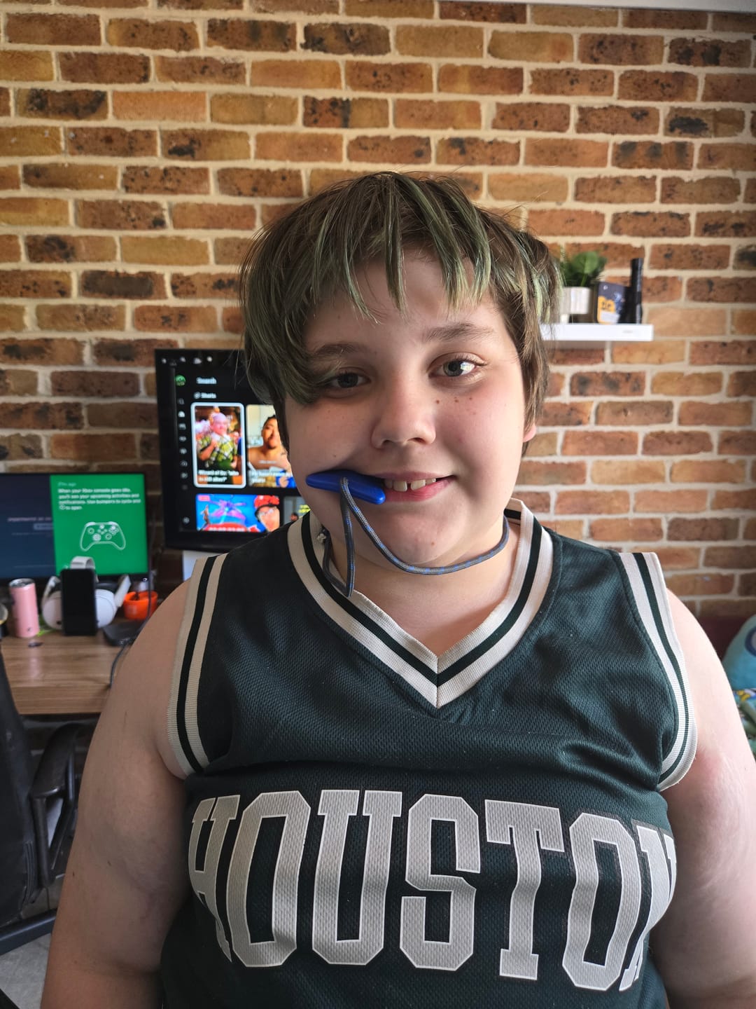 Customer photo review of Shark Tooth Sensory Chew Necklace - Free Hygiene Case