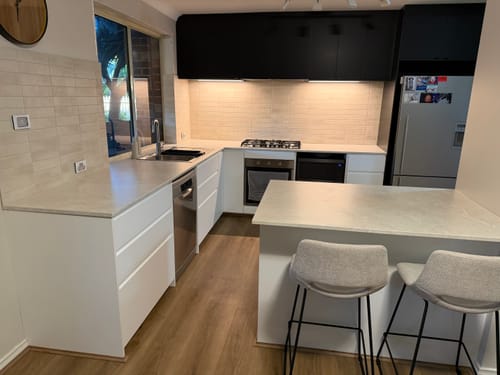 Customer photo review of Kye 65cm Fabric Kitchen Bar Stool in Beige