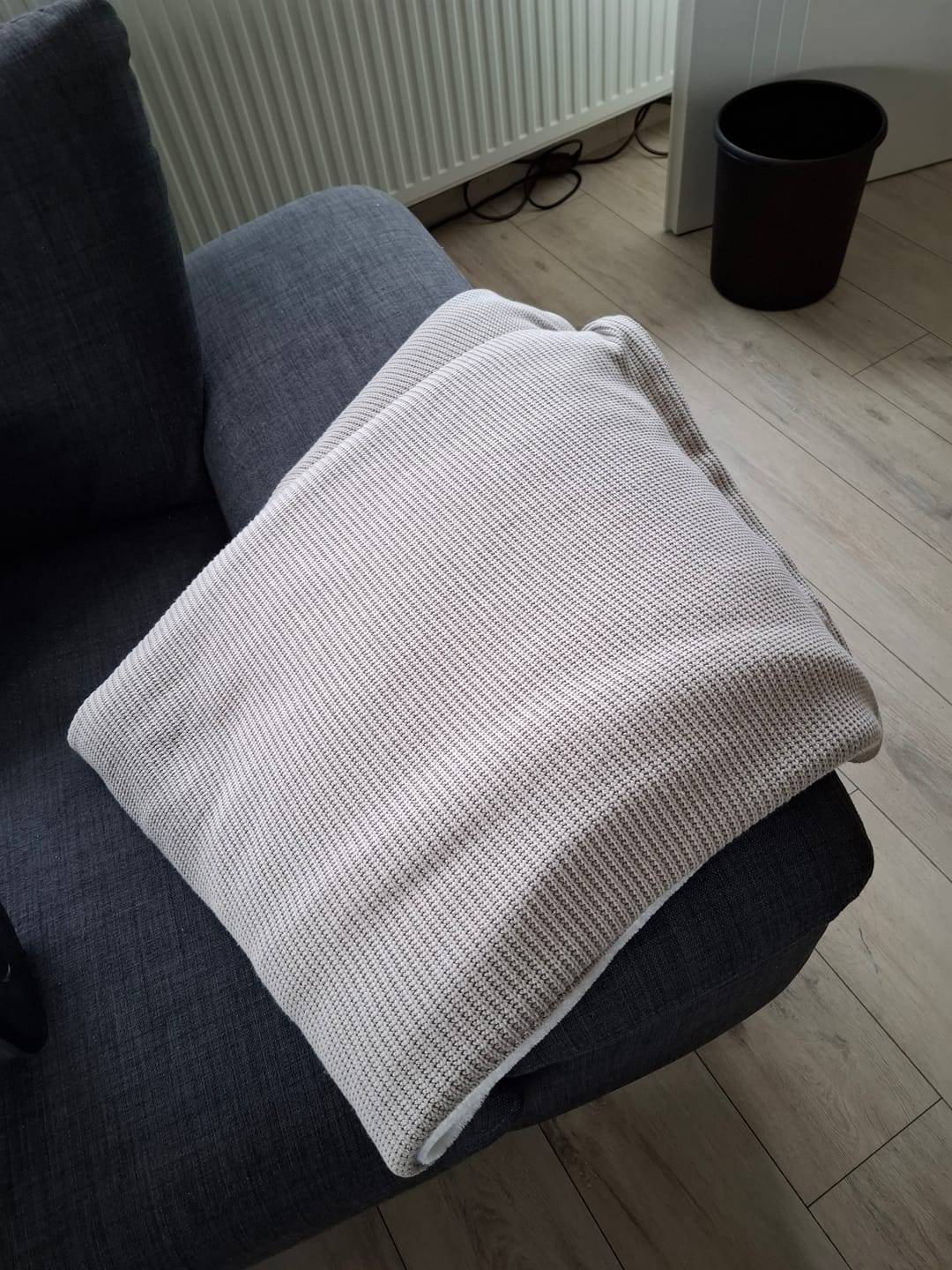 Customer photo review of Kuscheldecke mit Baumwollstrick · Champagner