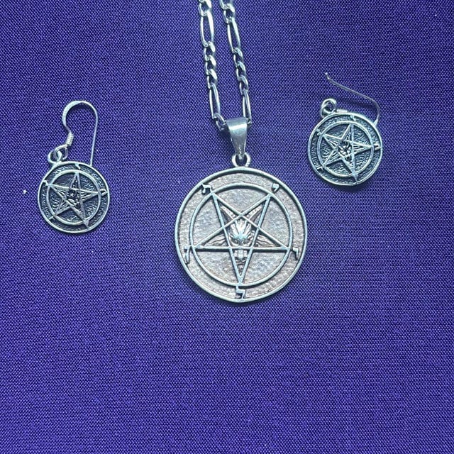 Customer photo review of 925 Sterling Silver Sigil of Baphomet Earrings Set