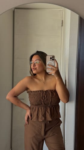 Customer photo review of Top Strapless Lino Brown