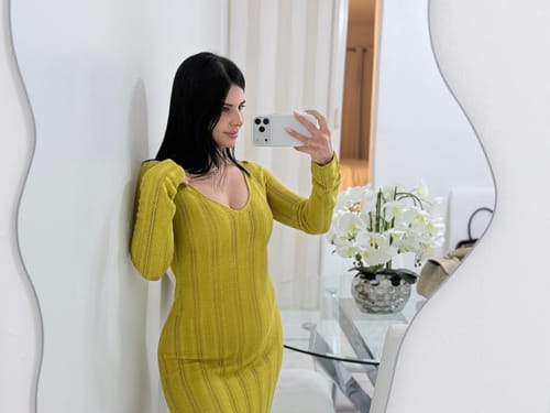 Customer photo review of Knit V-Neck Maxi Dress