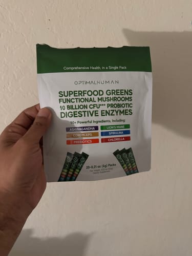Customer photo review of Superfood Greens (Single-Serve Sachets)