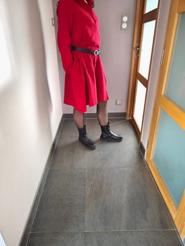 Customer photo review of Robe Carole – Double gaze de coton plumetis grenat