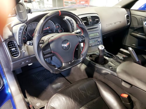 Customer photo review of [Customizable] 2005-2013 Chevrolet Corvette C6 Custom Airbag Cover Replacement for Steering Wheel