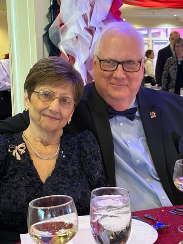 Customer photo review of Ties2you Silk Bow Tie Midnight Blue Floral Mens Dress Pre-tied Bowtie Pocket Square Cufflinks Set