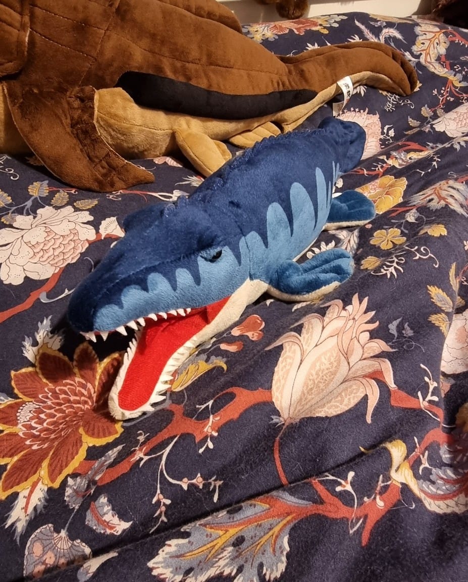 Customer photo review of Mosasaurus Soft Stuffed Prehistoric Animal Plush Toy