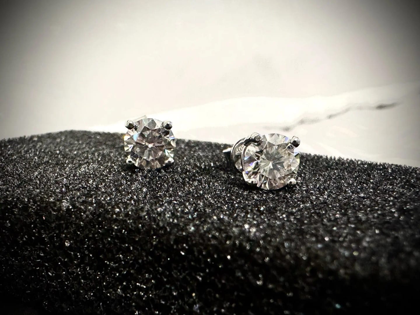Customer photo review of Moissanite Diamond Stud Earrings