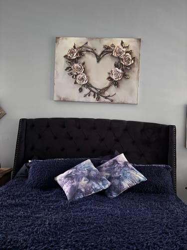 Customer photo review of Romantic Rose Heart Wall Art – Elegant Floral Canvas for Bedroom Decor