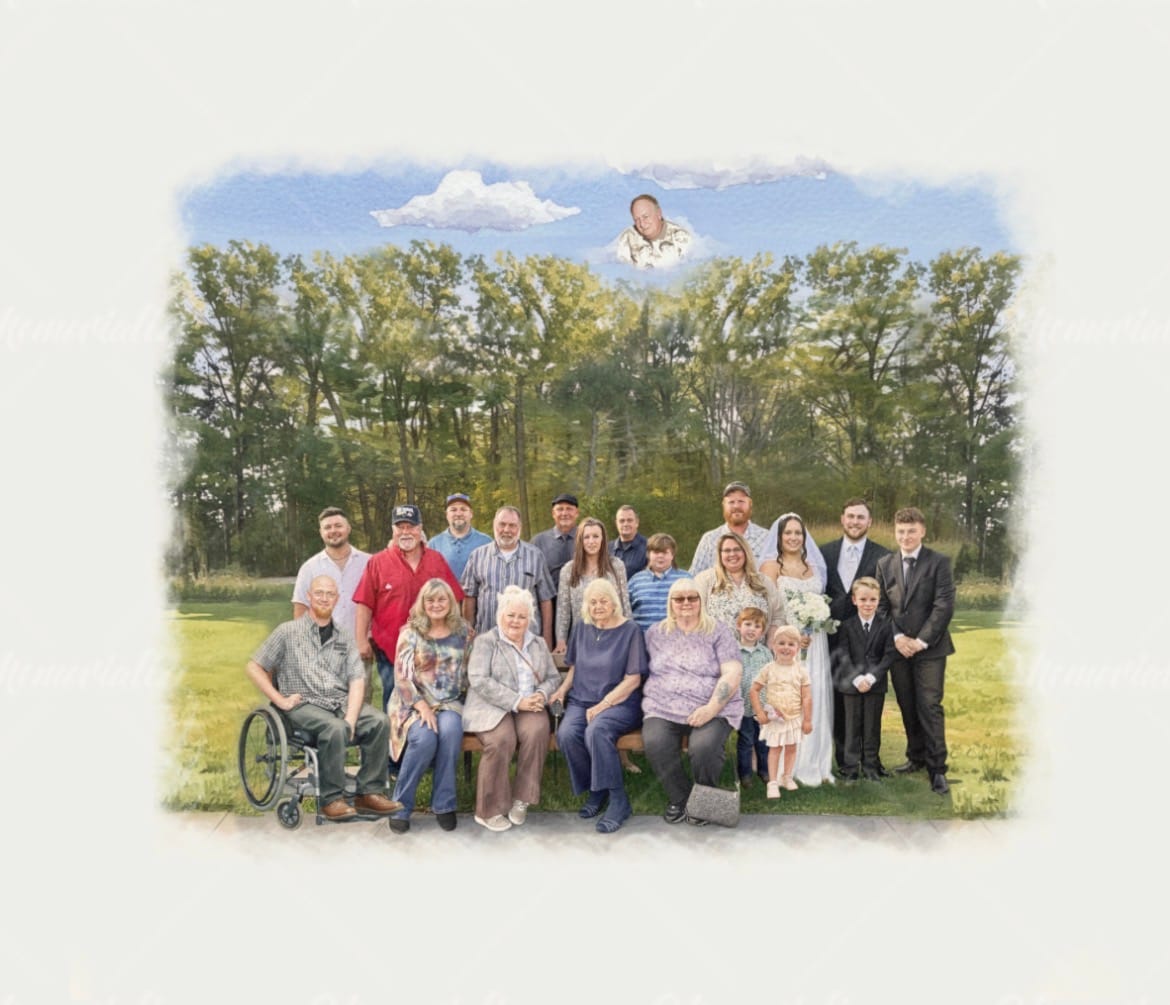 Customer photo review of Personalized Watercolor Memorial Portrait