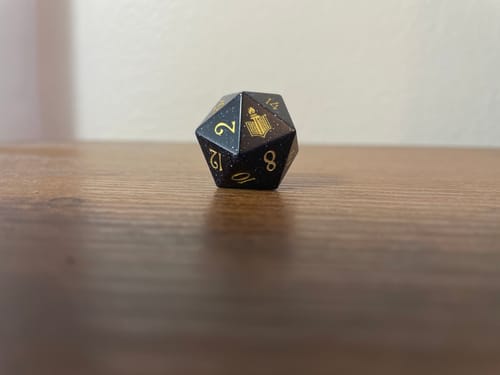 Customer photo review of URWizards Custom font style for dice, Custom initial on Dice, Dnd Natural Gemstone Dice MTG Game