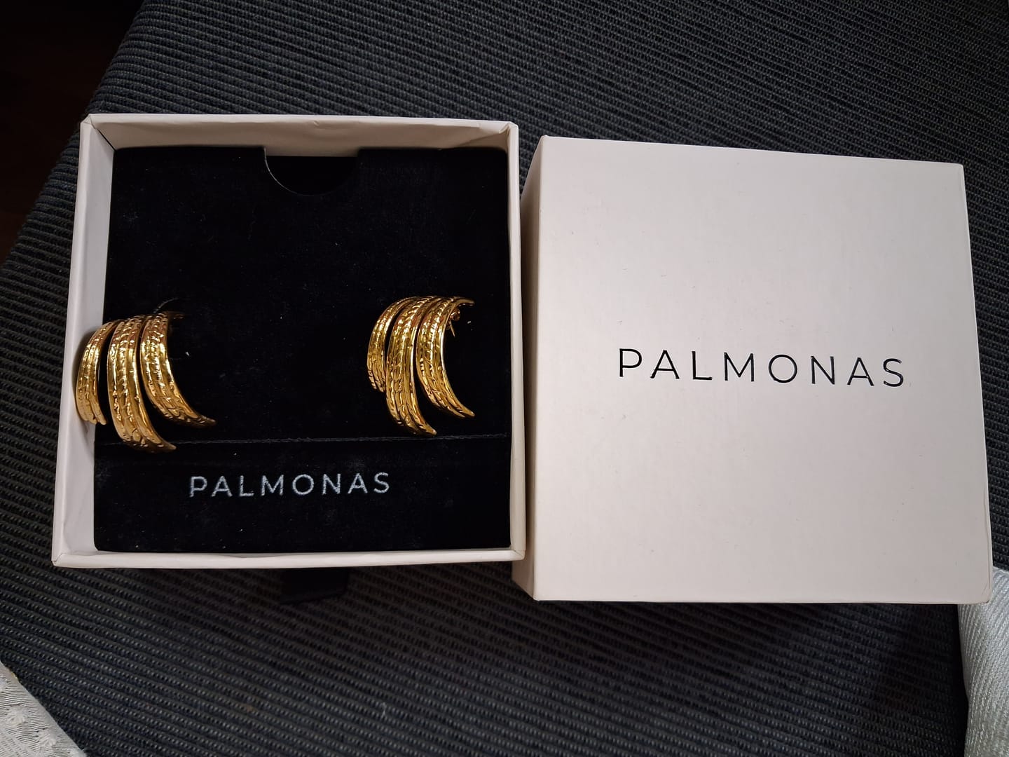 Customer photo review of Statement Gold Stud Earrings