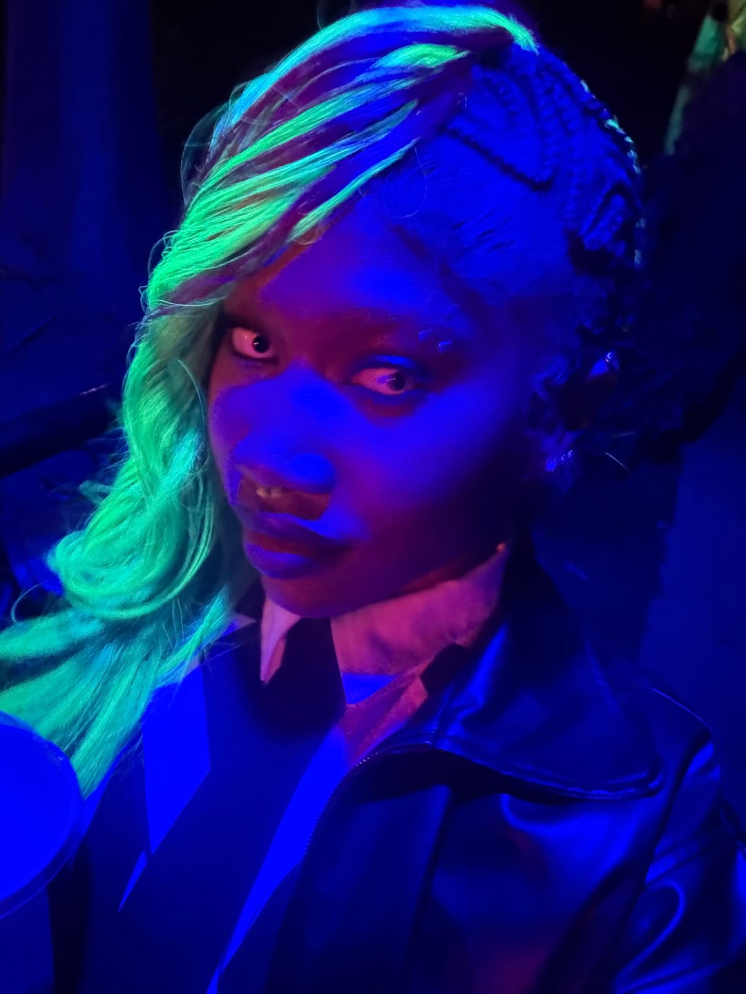 Customer photo review of Halloween Whiteout Prescription Colored Contact Lenses