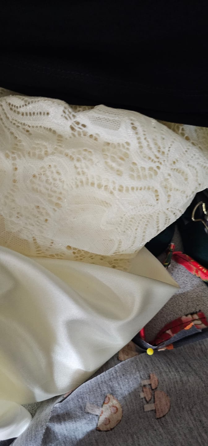 Customer photo review of Ivory Silky Stretch Satin