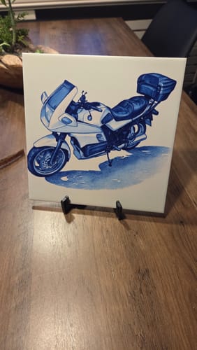 Customer photo review of Gepersonaliseerd Delfts Blauw Tegeltje – Upload Eigen Foto