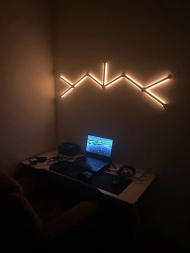 Customer photo review of Splicing Light DIY Atmosphere Light RGB Smart Wall Light Voice Control Lamp for Esports Room Bedroom Bar Decoration Night Light