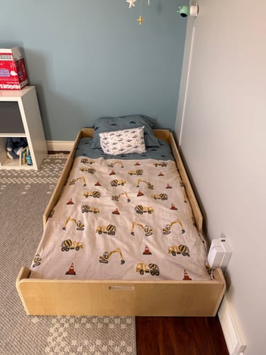 Customer photo review of Montessori Floor Bed with Rails (Twin) Made In Canada