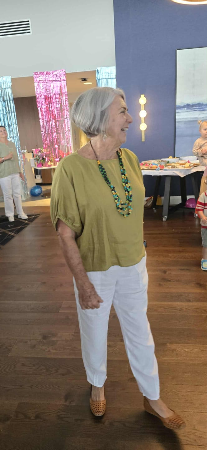 Customer photo review of Sarah Linen Pleat Hem Pant - White