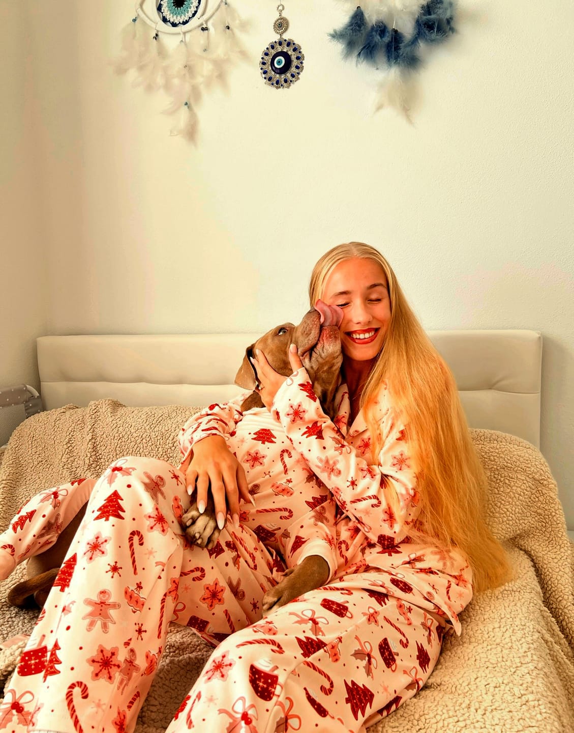 Customer photo review of Dog Christmas Pajama - Candy Cane