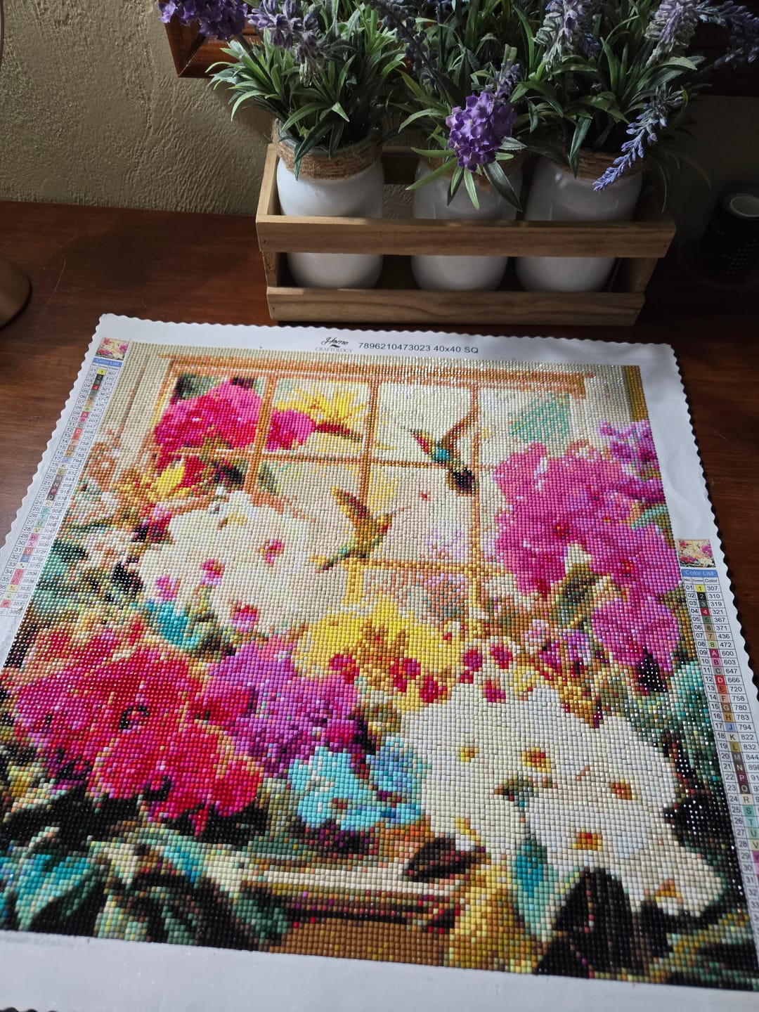Customer photo review of Orchids and Hummingbirds in the Sunlight - Time Limited Exclusive Diamond Painting Kit