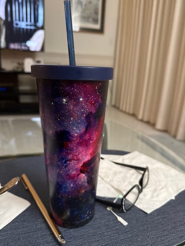 Customer photo review of 24 oz Purple Galaxy Chilly Tumbler