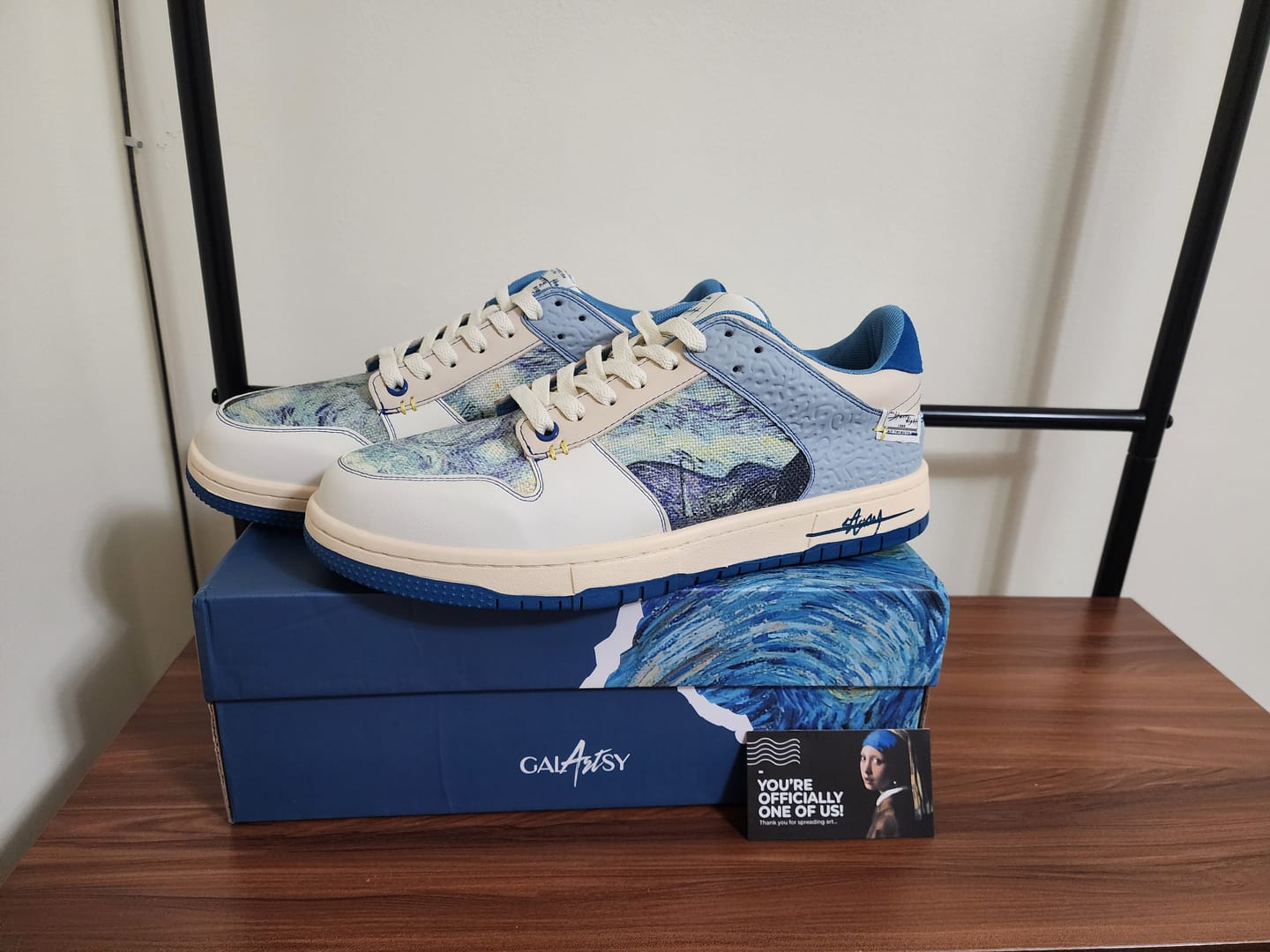 Customer photo review of Van Gogh Starry Night inspired sneakers