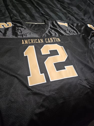 Customer photo review of Custom Black Vegas Gold-White Classic Style Mesh Authentic Football Jersey