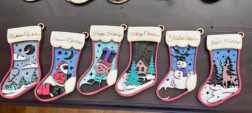 Customer photo review of Nativity cross round ornaments 6 bundle laser cut svg file