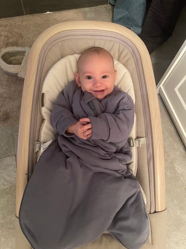 Customer photo review of Warm Long Sleeve Sleep Sack 2.5 TOG - Organic Cotton & Camel Wool - Flint Stone