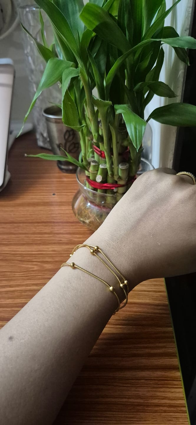 Customer photo review of Gold Chain Bracelet with Beads