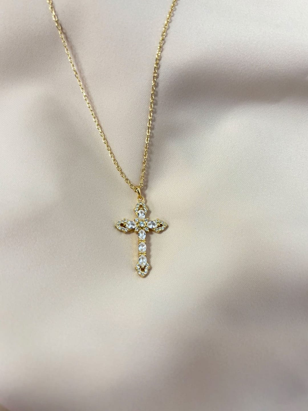 Customer photo review of Helena Cross Pendant Necklace