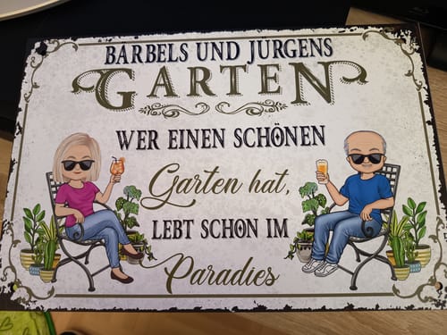 Customer photo review of Personalisiertes Gartenschild mit Namen Anpassbar